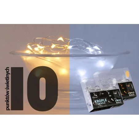 Oswietlenie-choinkowe - ch/0114 lampki wewnętrzne led krople światła lw-led-ks-10 ciepła barwa 2xaa rum-lux 