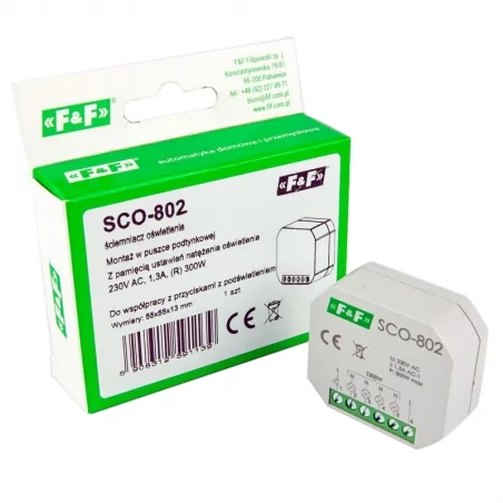 Sterowniki-i-odbiorniki - ściemniacz ośw. z pamięcią do puszki 230v 350w sco-802 f&f 