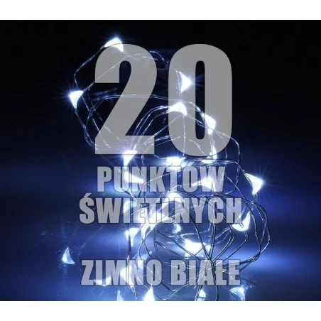 Oswietlenie-choinkowe - ch/0115 lampki wewnętrzne led krople światła lw-led-ks-20 zimna barwa 2xaa rum-lux 