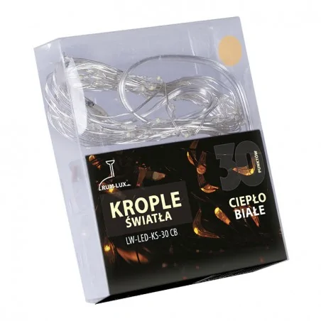 Oswietlenie-choinkowe - ch/0118 lampki wewnętrzne led krople światła lw-led-ks-30 ciepła barwa 3xaa rum-lux 