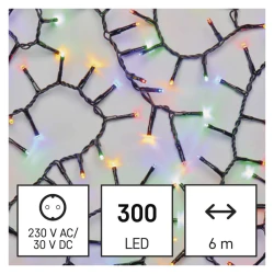 Oswietlenie-choinkowe - dekoracyjne światełka kolorowe classic cluster jeżyk 300led 6m ip44 timer d4bm04 emos 