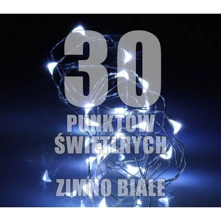 Oswietlenie-choinkowe - ch/0117 lampki wewnętrzne led krople światła lw-led-ks-30 zimna barwa 3xaa rum-lux 