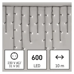 Dekoracje-swiateczne-led - sople lampki dekoracyjne 600 led 10m zimna biel 8 programów ip44 d4cc03 emos 