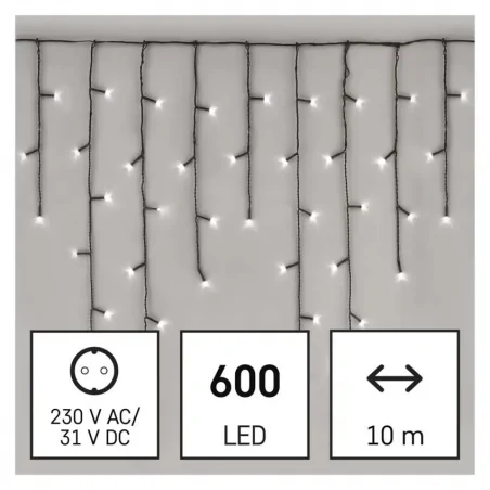 Dekoracje-swiateczne-led - sople lampki dekoracyjne 600 led 10m zimna biel 8 programów ip44 d4cc03 emos 