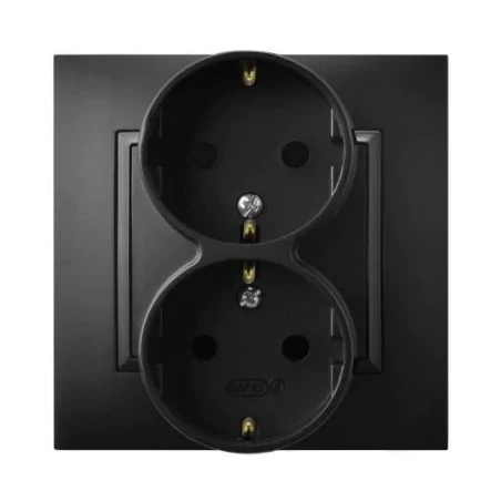 Gniazda-podwojne-podtynkowe - gniazdo podwójne z uziemieniem schuko czarny metalik gp-2us/33 aria ospel 