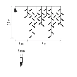 Dekoracje-swiateczne-led - oświetlenie świąteczne sople na pilota 300led 5m zimna 8 programów timer d4cc02 emos 