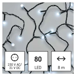 Oswietlenie-choinkowe - lampki choinkowe kulki 80 led cherry 8m zimna 8 programów ip44 d5ac06 emos 