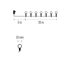 Oswietlenie-choinkowe - lampki na choinkę kulki led 200 cherry 20m zimna biel 8 programów ip44 d5ac07 emos 