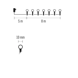 Oswietlenie-przemyslowe- - kolorowe lampki choinkowe kulki 80xled cherry 8m 8 programów ip44 d5am05 emos 