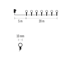 Oswietlenie-choinkowe - dekoracyjne lampki kolorowe kulki led 200 cherry 20m 8 programów ip44 d5am06 emos 