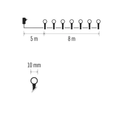 Oswietlenie-choinkowe - lampki choinkowe kulki 80 led cherry 8m zimna biel ip44 timer d5ac02 emos 