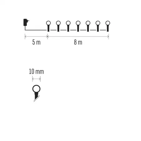 Oswietlenie-choinkowe - łańcuch choinkowy led kulki x 80 cherry 8m ciepła ip44 timer d5aw02 emos 