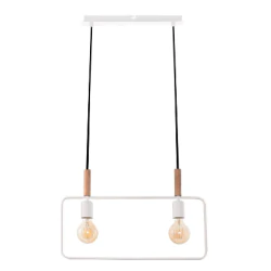 Lampy-sufitowe - wisząca lampa sufitowa biała podwójna e27 2x60w frame 32-73549 candellux 