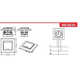 Gniazda-pojedyncze-podtynkowe - białe gniazdo z klapką z uziemieniem schuko wesa lc-18 vcx 