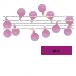Oswietlenie-choinkowe - różowe światełka dekoracyjne kulki 40 led big cherry 4m ip44 biały przewód timer d5ap01 emos
