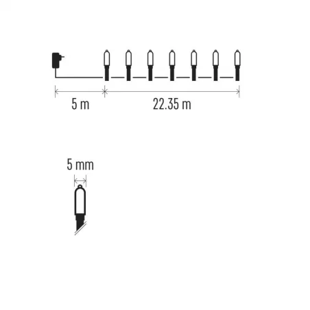 Oswietlenie-choinkowe - tradycyjne lampki choinkowe vintage led classic chain 150 led 22,35m ip44 d4aw12 emos 