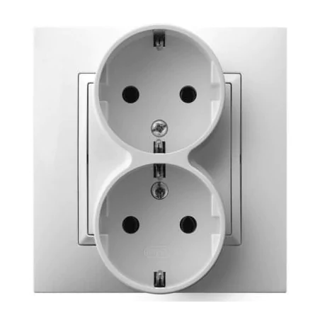 Gniazda-podwojne-podtynkowe - gniazdo podwójne z uziemieniem schuko białe gp-2us/00 aria ospel 