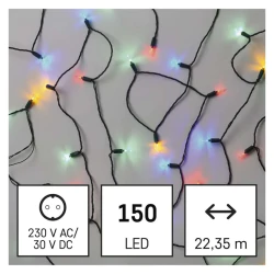 Oswietlenie-choinkowe - multikolorowy łańcuch choinkowy led x 150 classic tradycyjne 22,35m ip44 d4am12 emos 