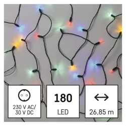 Oswietlenie-choinkowe - lampki choinkowe classic chain tradycyjne 180 led 26,85m multikolor ip44 d4am13 emos 