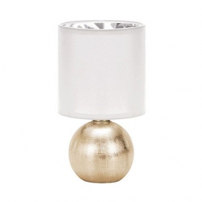 Lampki-nocne - złotobiała lampka na stolik do salonu perlo e14 gold/white 03291 ideus