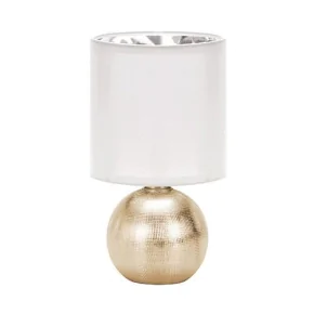 Lampki-nocne - złotobiała lampka na stolik do salonu perlo e14 gold/white 03291 ideus 