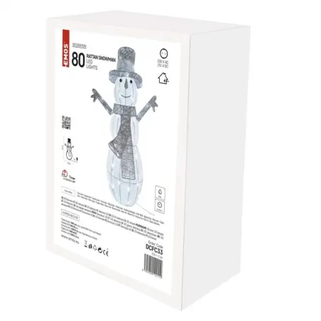 Dekoracje-swiateczne-led - dekoracja świąteczna bałwan 80 led 82cm zimna ip44 timer dcfc33 emos 