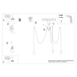 Oswietlenie-sufitowe - szaro-czarny żyrandol neso 3 e27 sl.1160 sollux lighting 