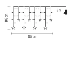 Dekoracje-swiateczne-led - kurtyna świetlna sople + gwiazdki 115 led 185x105cm ciepła ip44 dcgw12 emos 