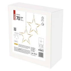 Dekoracje-swiateczne-led - lampki wiszące gwiazdki - girlanda 70 x led sople 67x125cm ciepła ip44 dcgw14 emos 