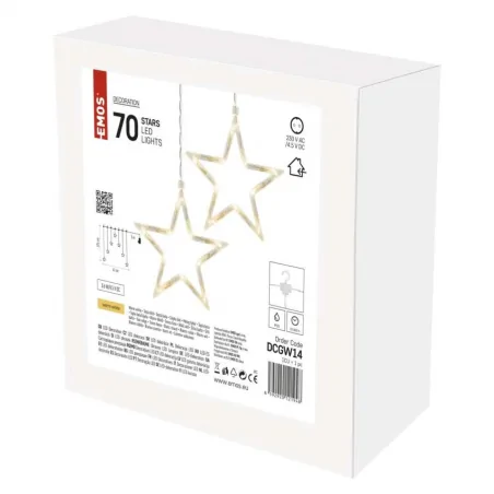 Dekoracje-swiateczne-led - lampki wiszące gwiazdki na święta bożego narodzenia girlanda na okno 70 x led sople 67x125cm ciepła ip44 dcgw14 emos 
