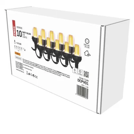 Swiecace-kule-i-girlandy - girlanda łańcuch party 10xled przeźroczyste 4,5m vintage ip44 dcpv01 emos 