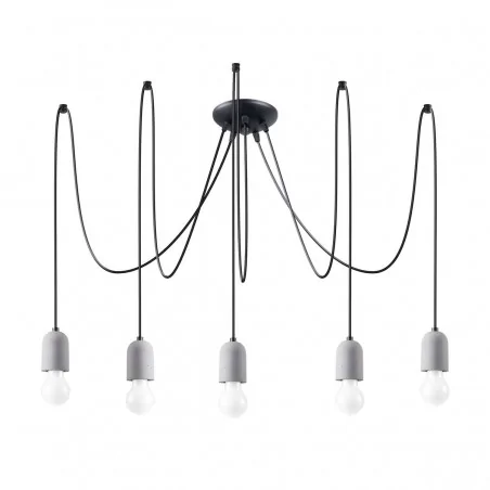 Oswietlenie-sufitowe - szaro-czarny żyrandol neso 5 e27 sl.1161 sollux lighting 