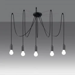 Oswietlenie-sufitowe - szaro-czarny żyrandol neso 5 e27 sl.1161 sollux lighting 