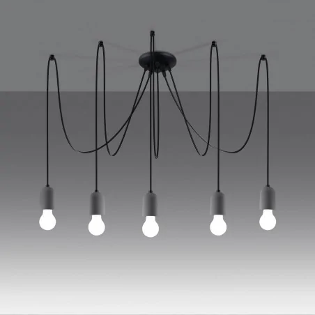 Oswietlenie-sufitowe - szaro-czarny żyrandol neso 5 e27 sl.1161 sollux lighting 
