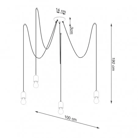 Oswietlenie-sufitowe - szaro-czarny żyrandol neso 5 e27 sl.1161 sollux lighting 