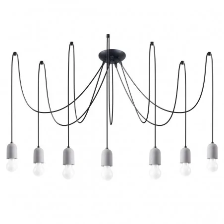 Oswietlenie-sufitowe - szaro-czarny żyrandol neso 7 e27 sl.1162 sollux lighting 