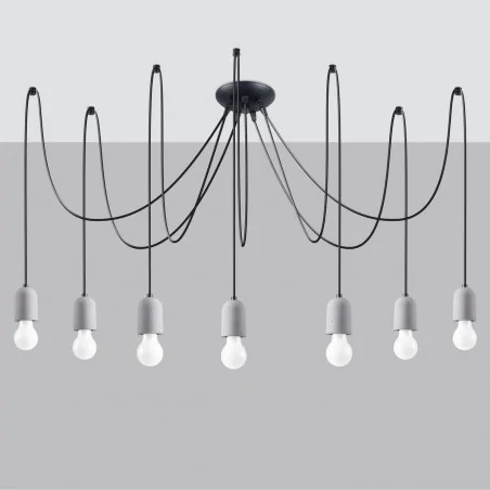 Oswietlenie-sufitowe - szaro-czarny żyrandol neso 7 e27 sl.1162 sollux lighting 