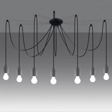 Oswietlenie-sufitowe - szaro-czarny żyrandol neso 7 e27 sl.1162 sollux lighting 