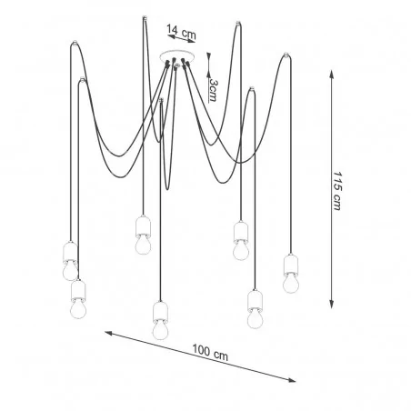 Oswietlenie-sufitowe - szaro-czarny żyrandol neso 7 e27 sl.1162 sollux lighting 