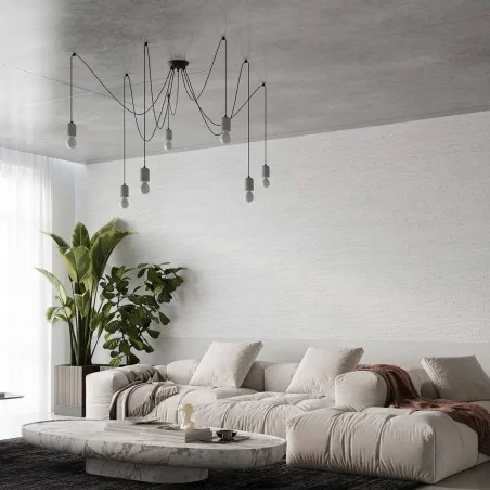 Oswietlenie-sufitowe - szaro-czarny żyrandol neso 7 e27 sl.1162 sollux lighting 