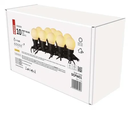 Swiecace-kule-i-girlandy - girlanda łańcuch party 10x 5 led kulki mleczne 5m ciepła ip44 dcpw01 emos 