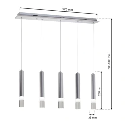 Lampy-sufitowe - led-owe oświetlenie wiszące chromowe 5xled 24w ml323 eko-light 