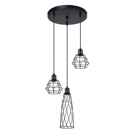 Oswietlenie-sufitowe - czarna lampa wisząca suba 3p e27 sl.1166 sollux lighting 