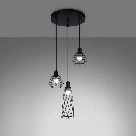 Oswietlenie-sufitowe - czarna lampa wisząca suba 3p e27 sl.1166 sollux lighting 
