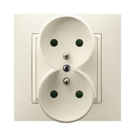 Gniazda-podwojne-podtynkowe - gniazdo podwójne z uziemieniem i przesłonami torów ecru gp-2uzp/27 aria ospel 