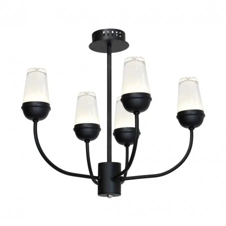 Lampy-sufitowe - pięciopunktowa lampa led wisząca czarna 25w luton ml198 eko-light 