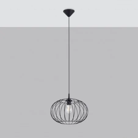 Oswietlenie-sufitowe - czarna lampa wisząca tsuno e27 sl.1185 sollux lighting 
