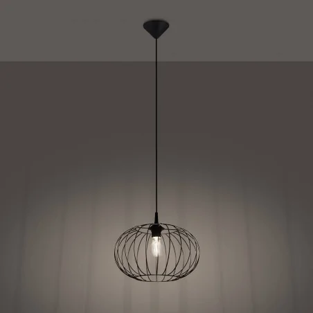 Oswietlenie-sufitowe - czarna lampa wisząca tsuno e27 sl.1185 sollux lighting 