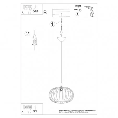Oswietlenie-sufitowe - czarna lampa wisząca tsuno e27 sl.1185 sollux lighting 