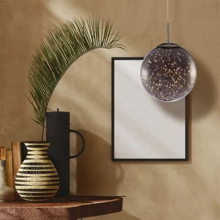 Lampy-sufitowe - szklana lampa wisząca z drucikiem led 16w 3500k sphere ml138 eko-light 